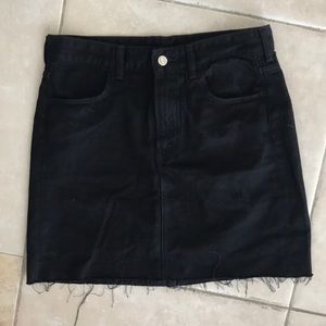 Black denim mini skirt